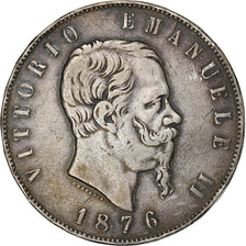 Italy, Vittorio Emanuele II, 5 Lire, 1876, Rome, Silver, AU(50-53), KM:8