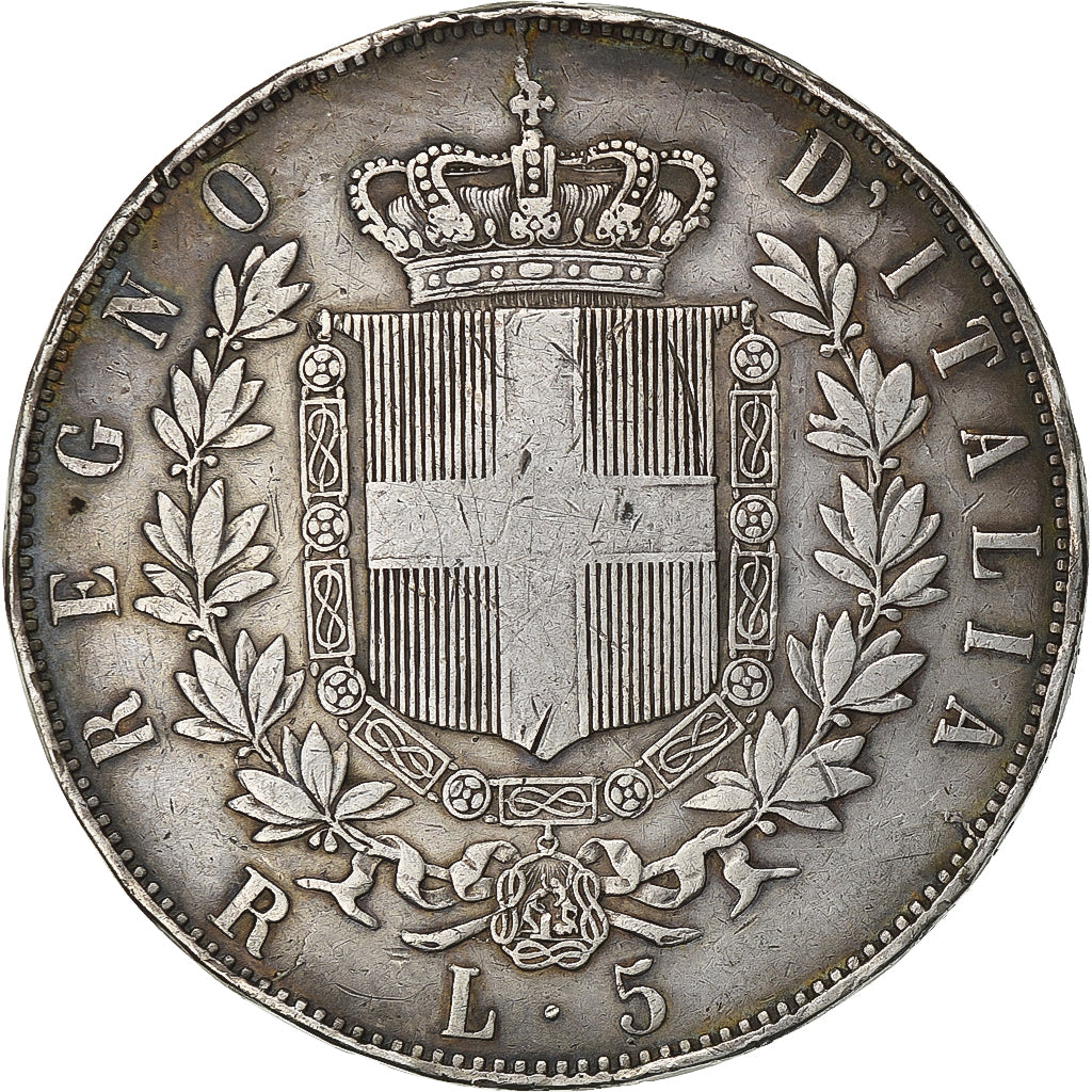 Italy, Vittorio Emanuele II, 5 Lire, 1876, Rome, Silver, AU(50-53), KM:8