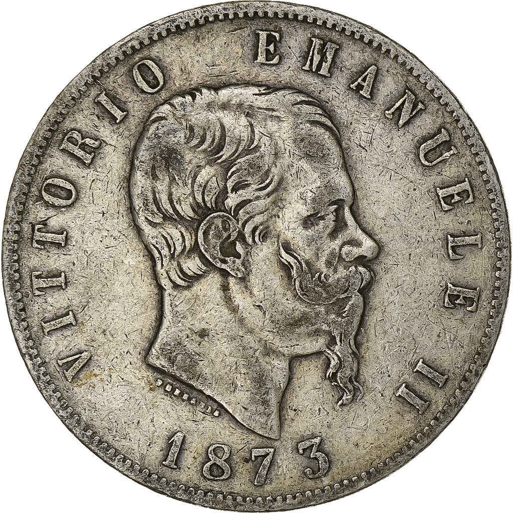 Italy, Vittorio Emanuele II, 5 Lire, 1873, Milan, Silver, EF(40-45), KM:8