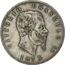 Italy, Vittorio Emanuele II, 5 Lire, 1873, Milan, Silver, EF(40-45), KM:8