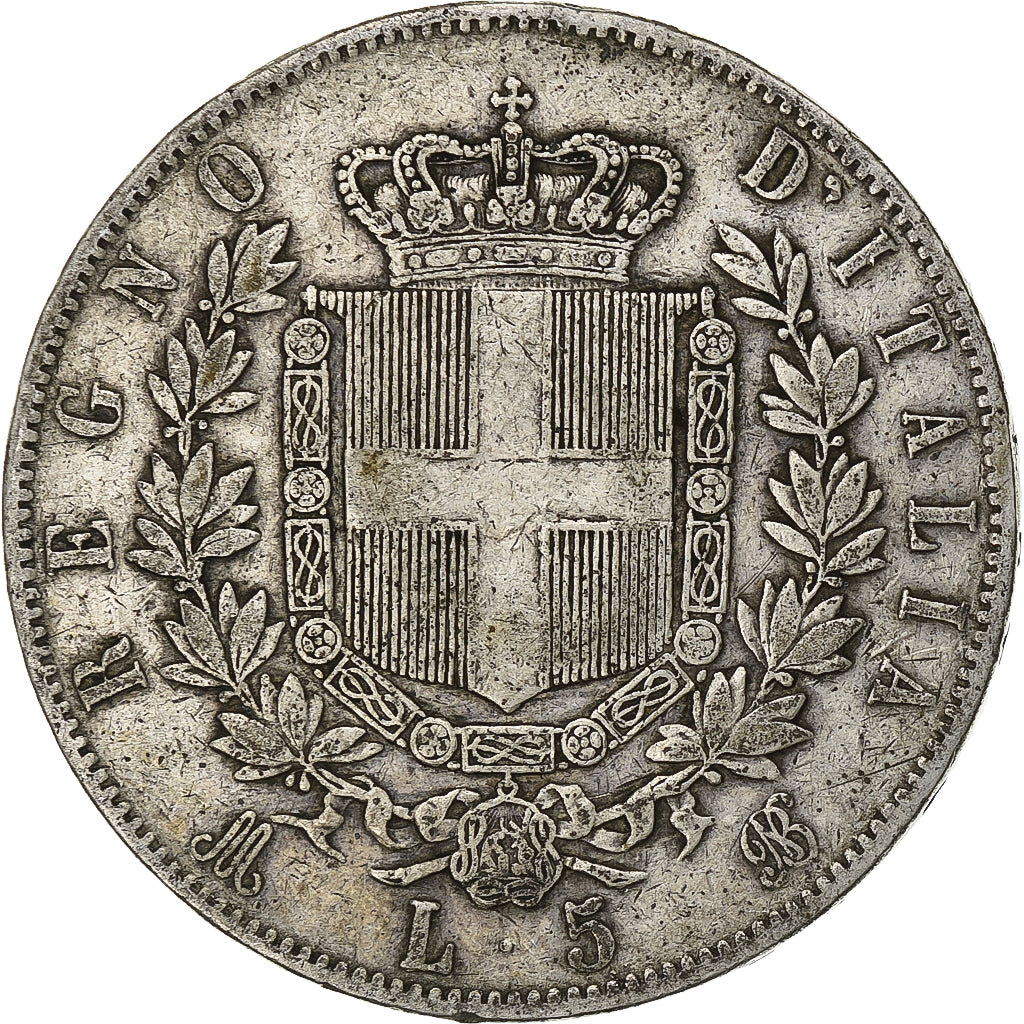 Italy, Vittorio Emanuele II, 5 Lire, 1873, Milan, Silver, EF(40-45), KM:8