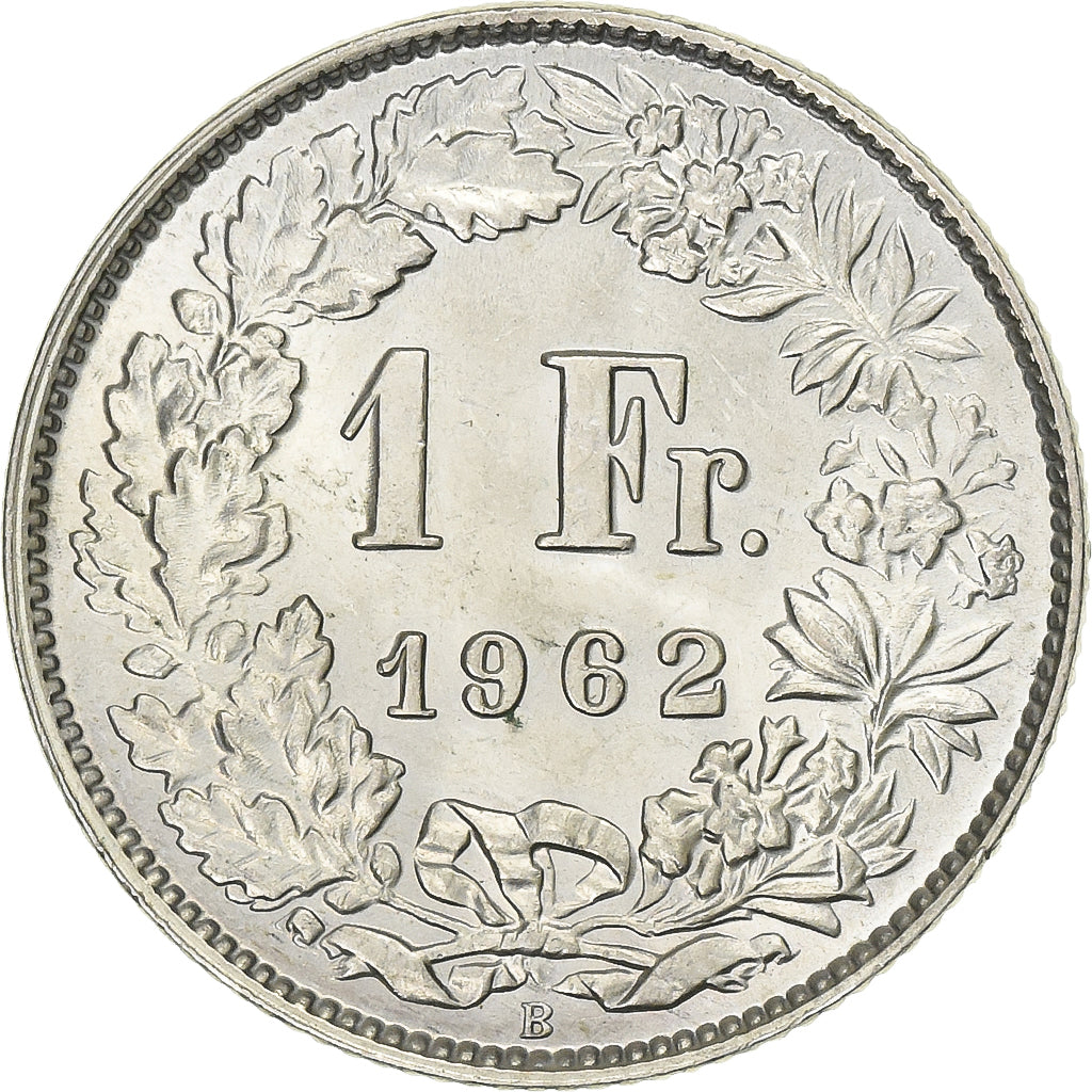 Switzerland, 1 Franc, Helvetia, 1962, Bern, Silver, AU(55-58), KM:24