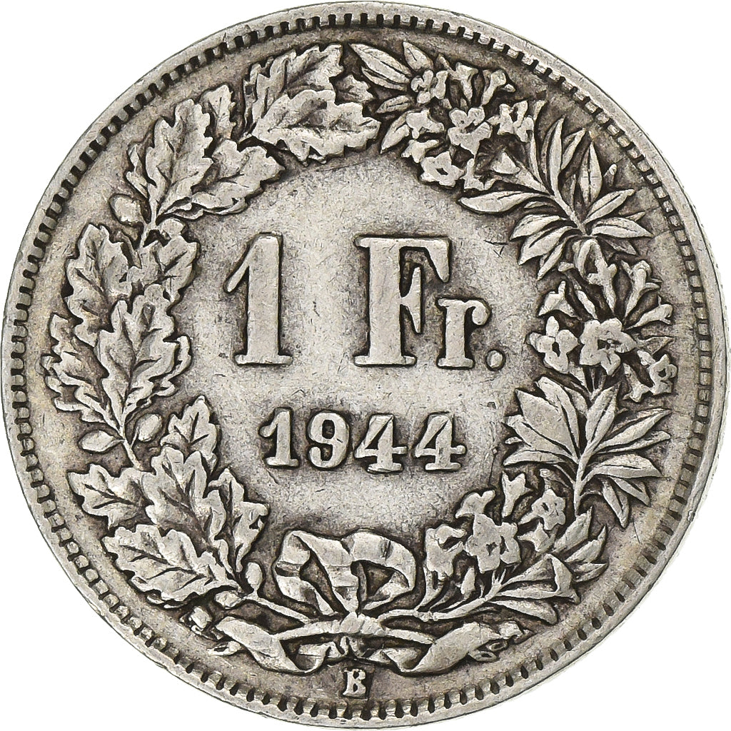Switzerland, 1 Franc, Helvetia, 1944, Bern, Silver, AU(55-58), KM:24