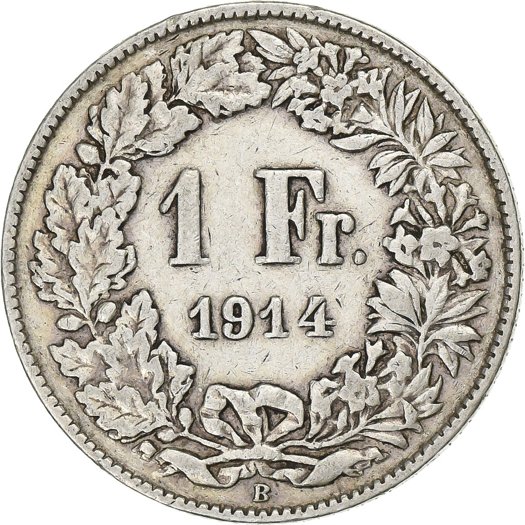 Switzerland, 1 Franc, Helvetia, 1914, Bern, Silver, AU(55-58), KM:24