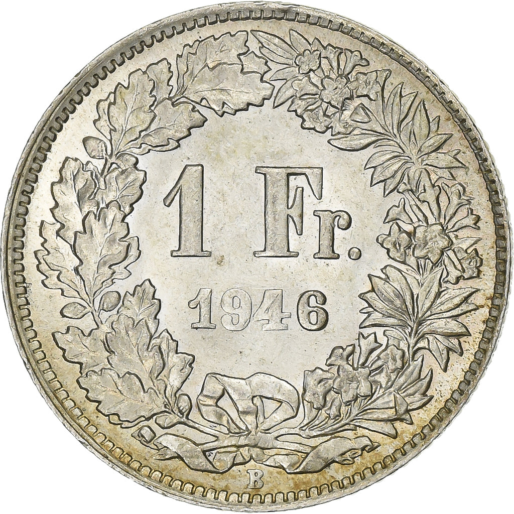 Switzerland, 1 Franc, Helvetia, 1946, Bern, Silver, AU(55-58), KM:24