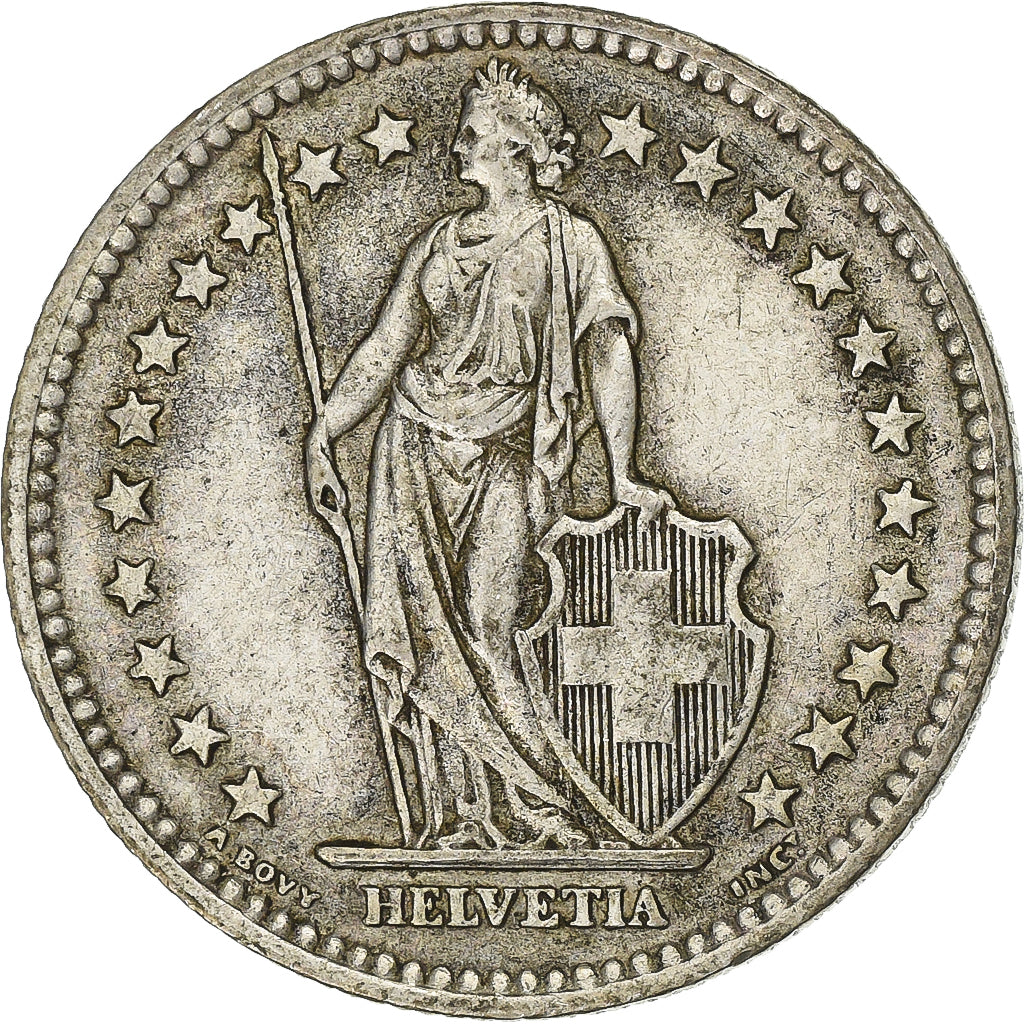 Switzerland, 2 Francs, Helvetia, 1958, Bern, Silver, AU(55-58), KM:21
