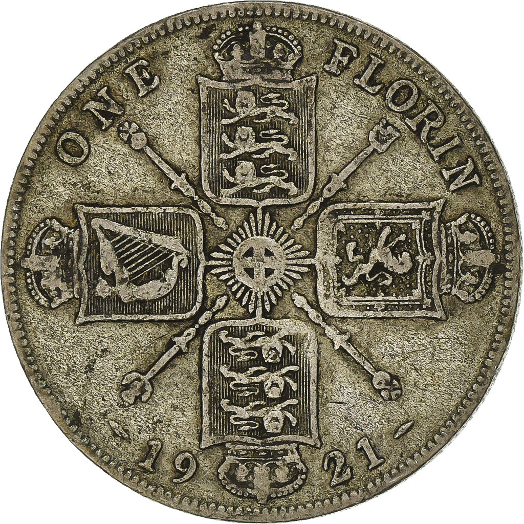 Great Britain, George V, 1 Florin, 1921, Silver, EF(40-45), KM:817a