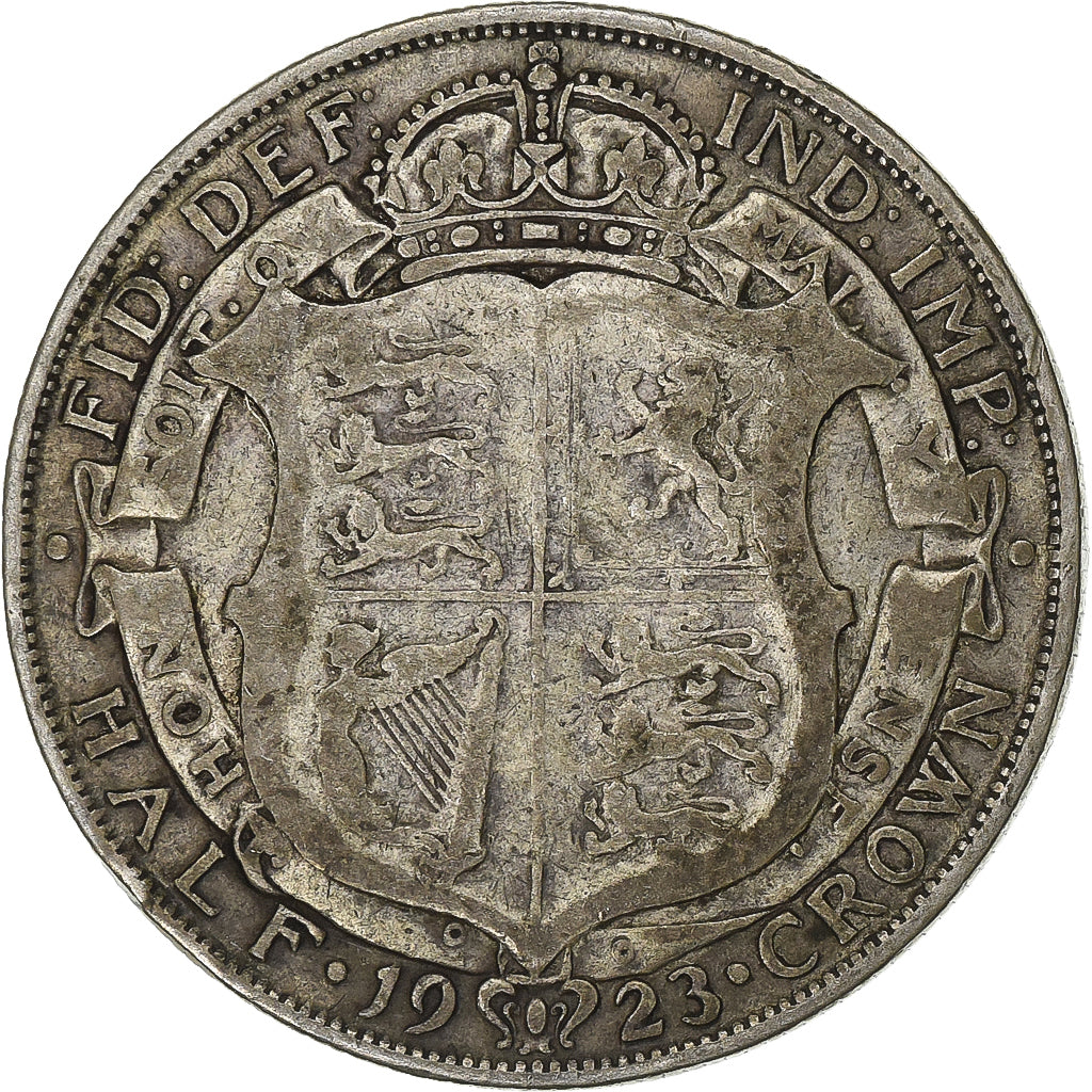 Wielka Brytania, George V, 1/2 Crown, 1923, Srebro, VF(30-35), KM:818.1a