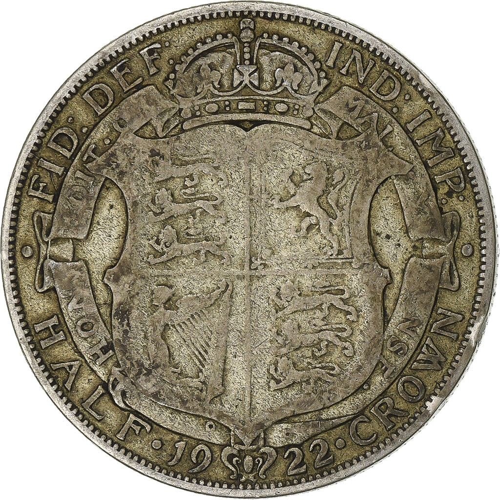 Gran Bretaña, George V, 1/2 Crown, 1922, Plata, BC+, KM:818.1a