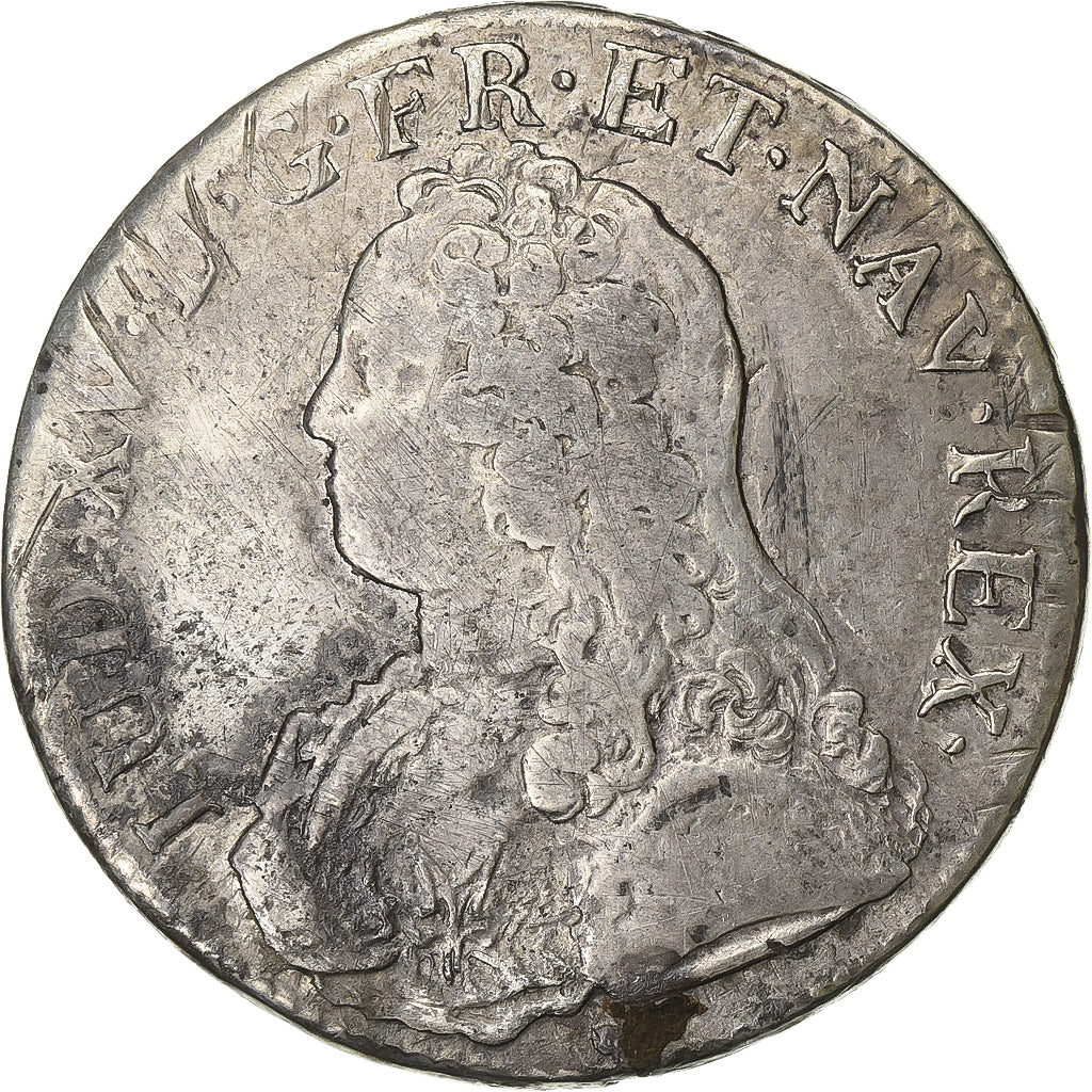 França, Louis XV, Ecu aux branches d'olivier, 1726, Riom, Prata, VF(30-35)