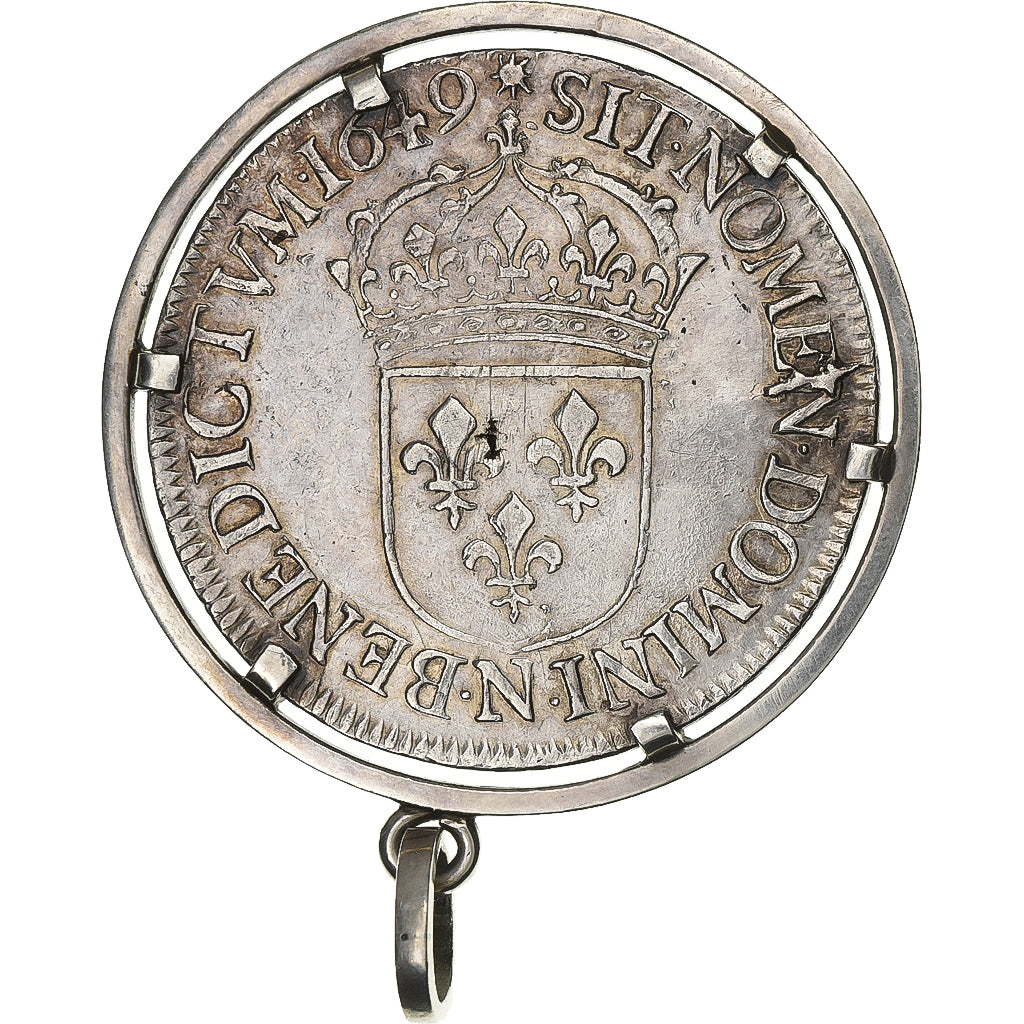Frankreich, Louis XIV, Écu à la mèche longue, 1649, Montpellier, Silber, SS