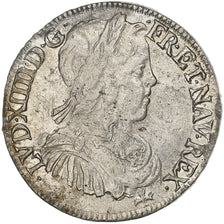 France, Louis XIV, 1/2 Écu à la mèche longue, 1653, Bayonne, Silver