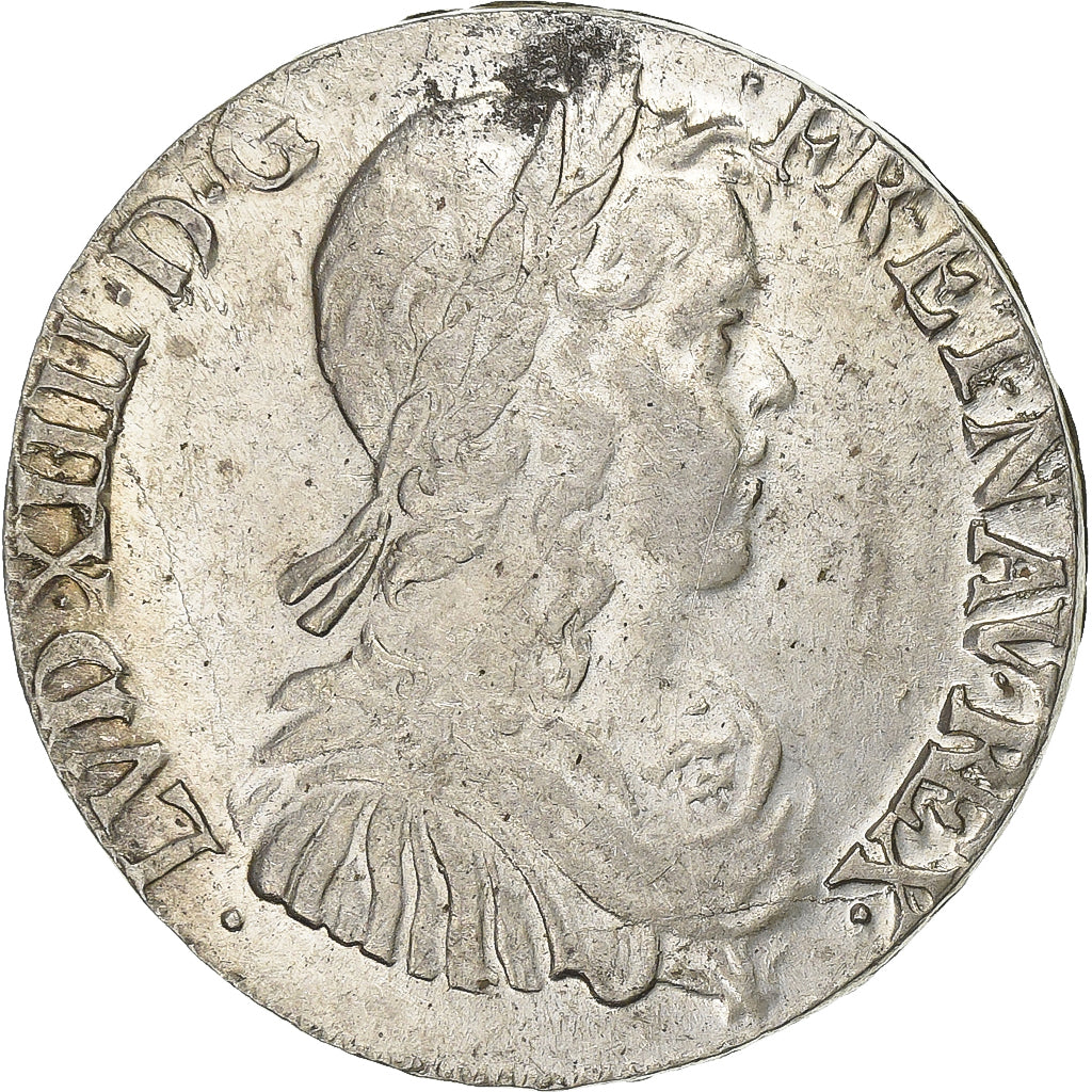 Francia, Louis XIV, 1/2 Écu à la mèche longue, 1650, Bayonne, Plata, MBC