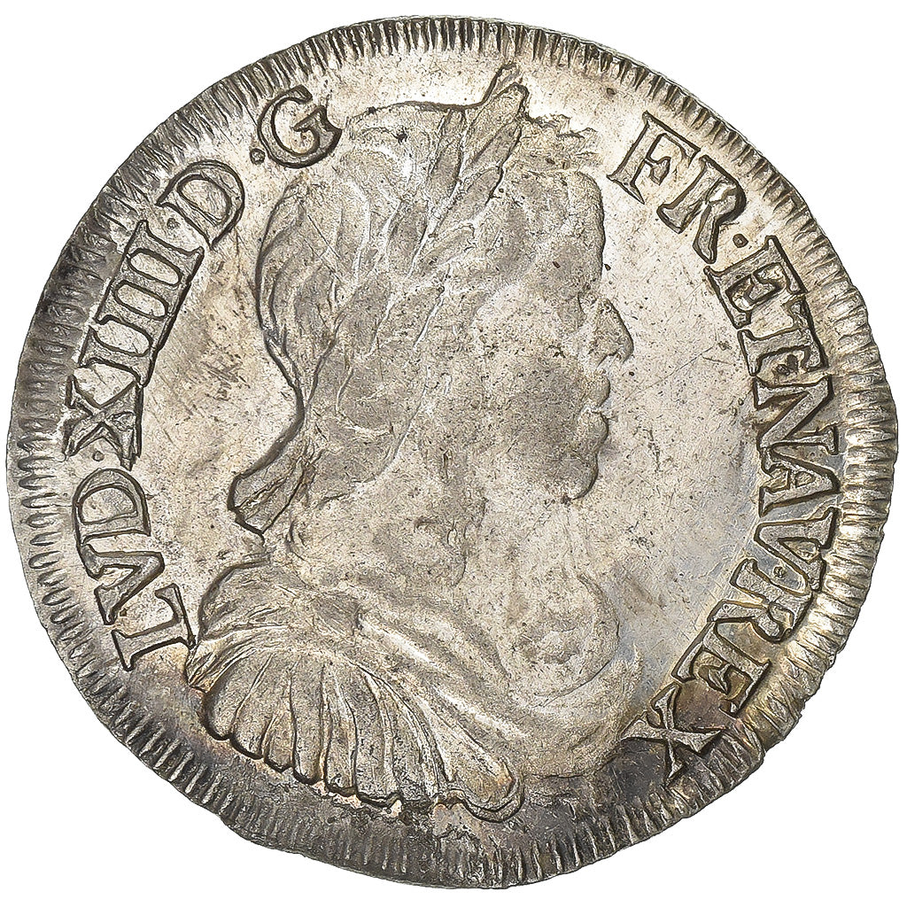 França, Louis XIV, 1/2 Écu à la mèche longue, 1651, Bayonne, Prata