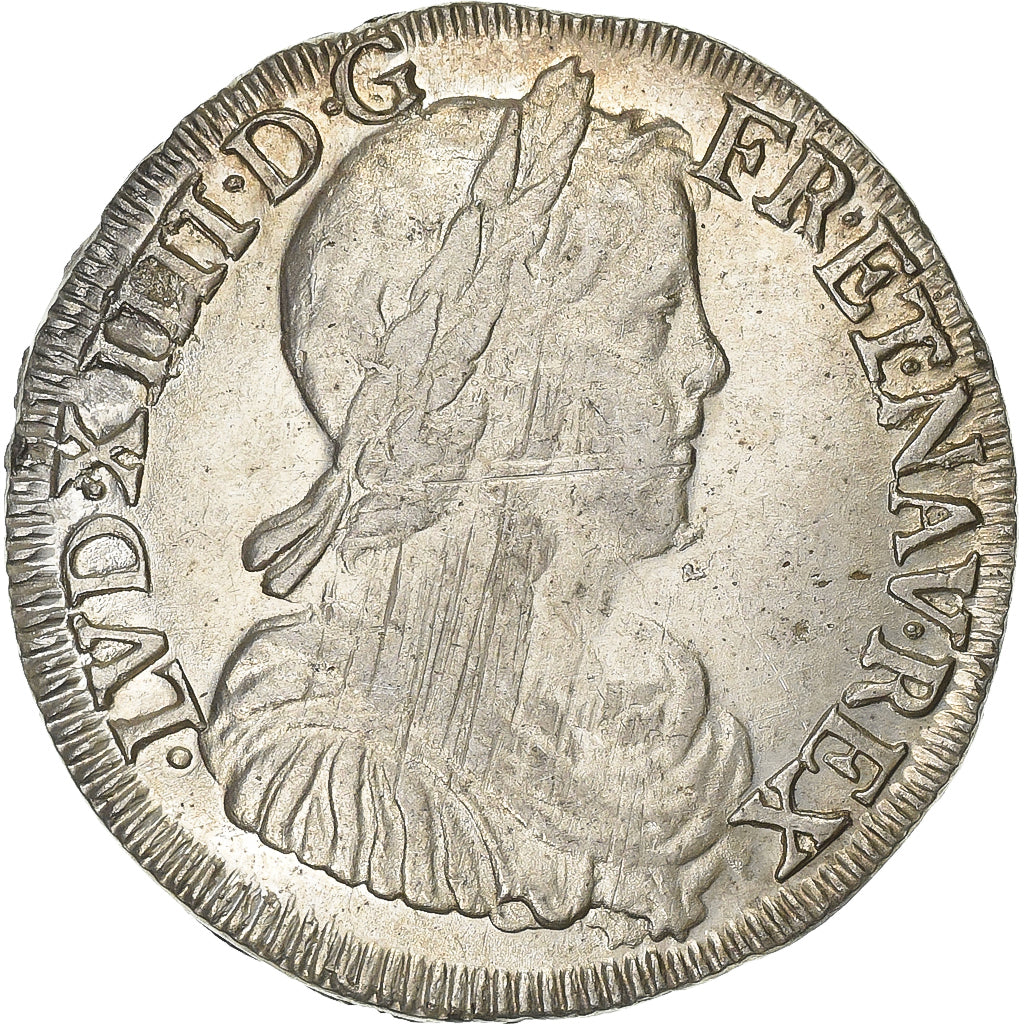 França, Louis XIV, 1/2 Écu à la mèche longue, 1651, Bayonne, Prata
