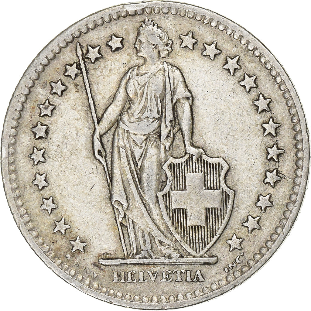 Switzerland, 2 Francs, Helvetia, 1945, Bern, Silver, AU(55-58), KM:21