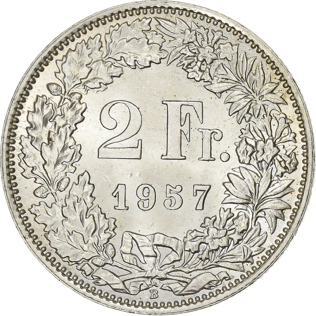 Suisse, 2 Francs, Helvetia, 1957, Bern, Argent, SUP, KM:21