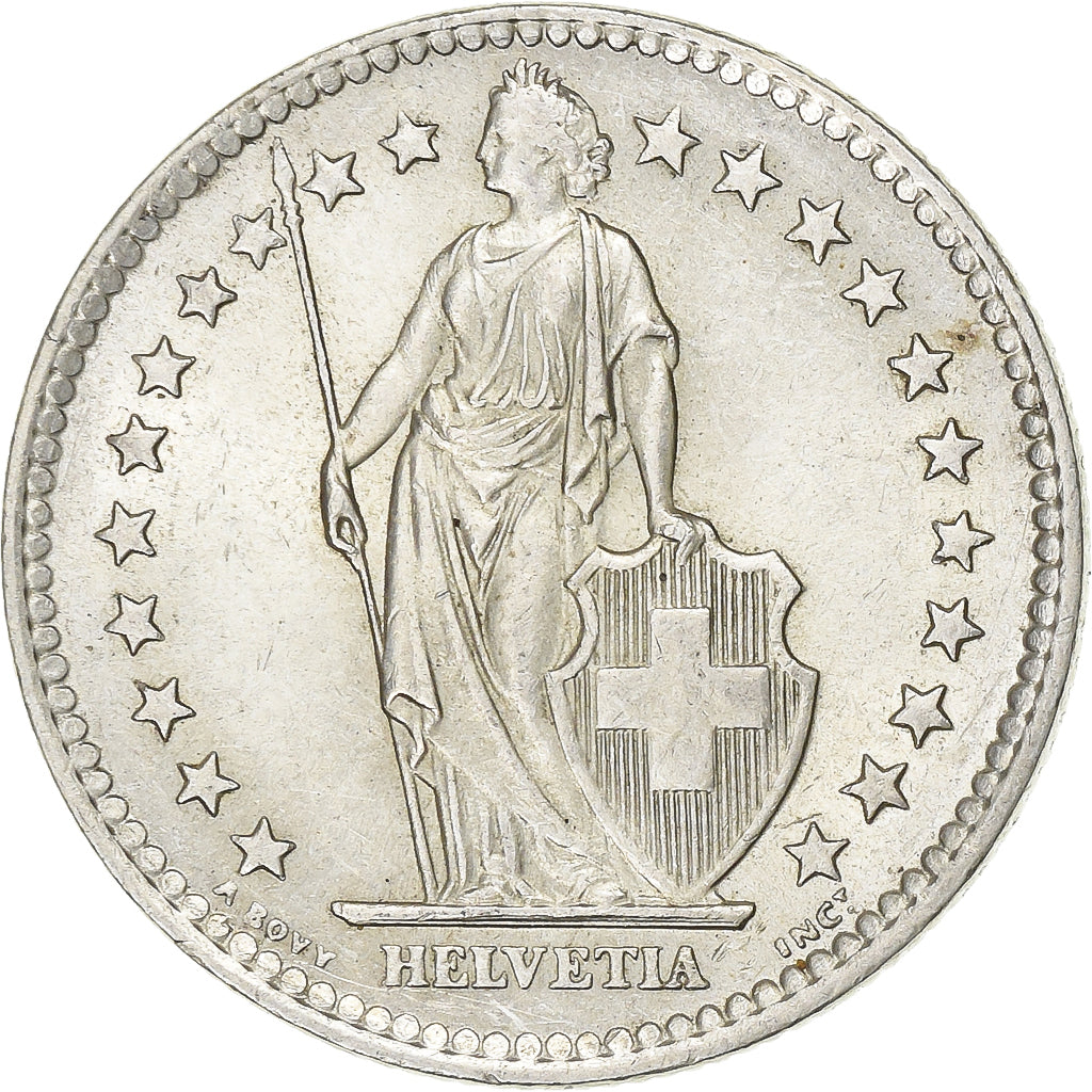 Switzerland, 2 Francs, Helvetia, 1964, Bern, Silver, AU(55-58), KM:21