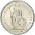 Switzerland, 2 Francs, Helvetia, 1965, Bern, Silver, AU(55-58), KM:21