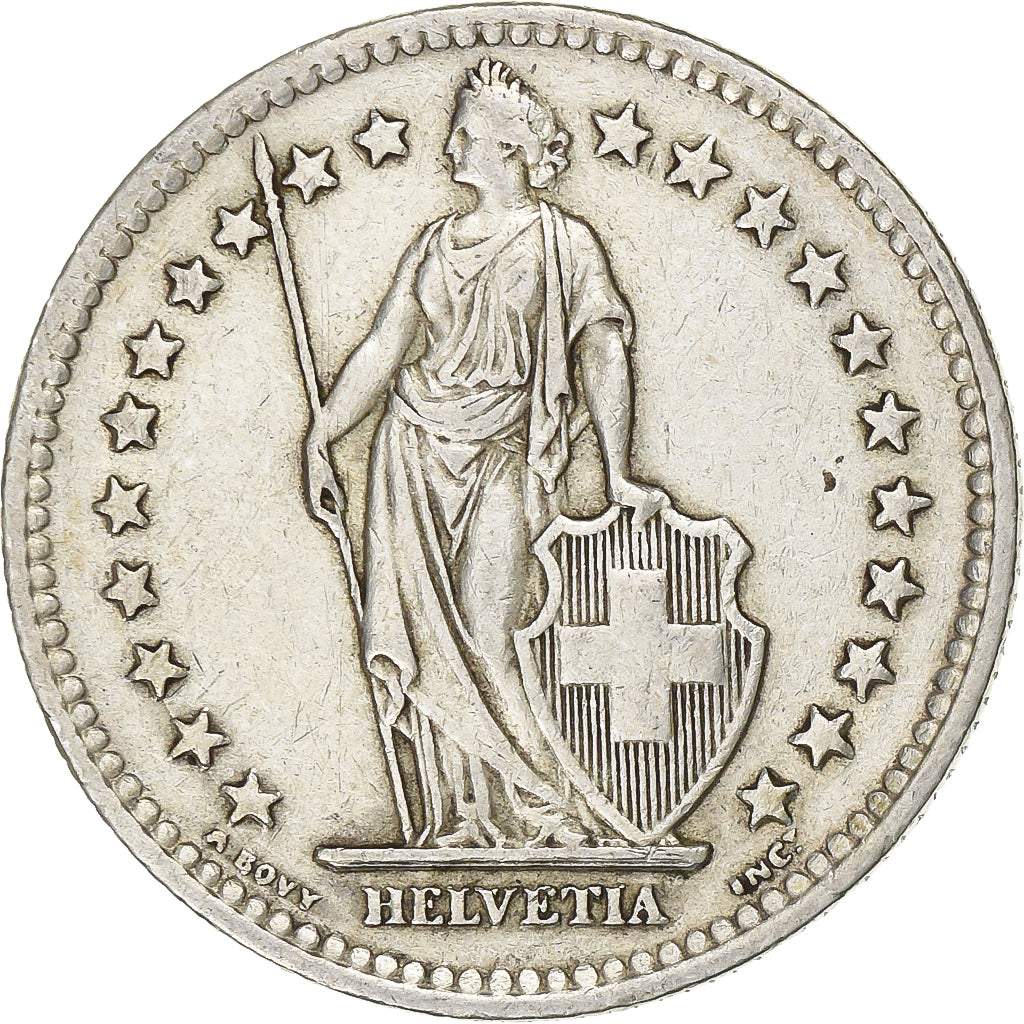 Switzerland, 2 Francs, Helvetia, 1947, Bern, Silver, AU(55-58), KM:21