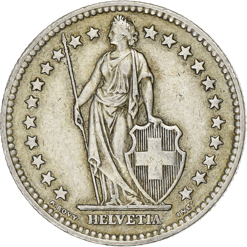 Switzerland, 2 Francs, Helvetia, 1958, Bern, Silver, AU(55-58), KM:21