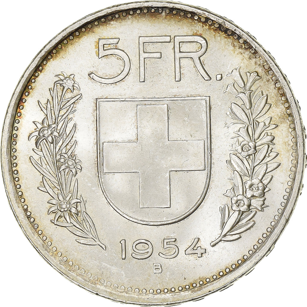 Switzerland, 5 Francs, 1954, Bern, Silver, AU(50-53), KM:40