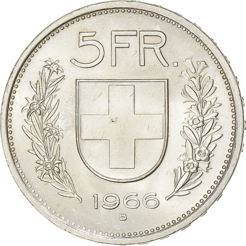 Switzerland, 5 Francs, 1966, Bern, Silver, AU(50-53), KM:40