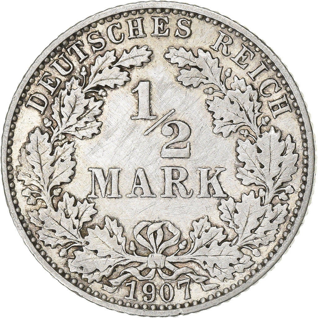 GERMANIA - IMPERO, Wilhelm II, 1/2 Mark, 1907, Muldenhütten, Argento, SPL-