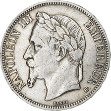 France, Napoleon III, 5 Francs, 1867, Strasbourg, Silver, EF(40-45)