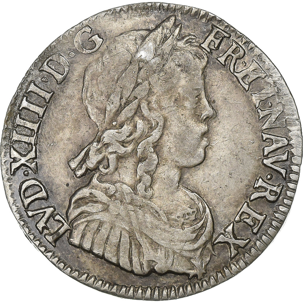 France, Louis XIV, 1/4 Écu à la mèche longue, 1651, Bayonne, Argent, TTB