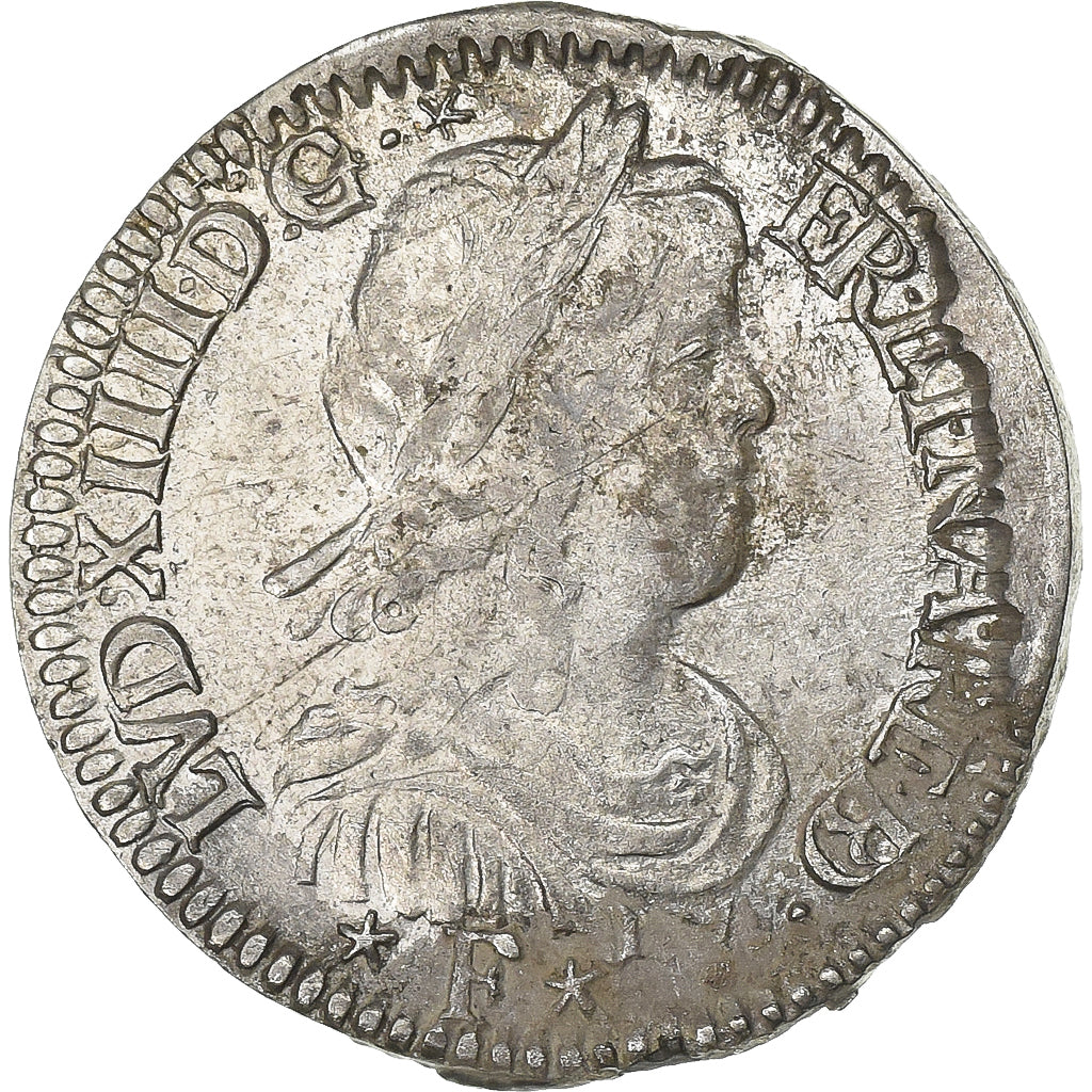 France, Louis XIV, 1/12 d'écu à la mèche longue de Béarn, 1653, Pau, Argent