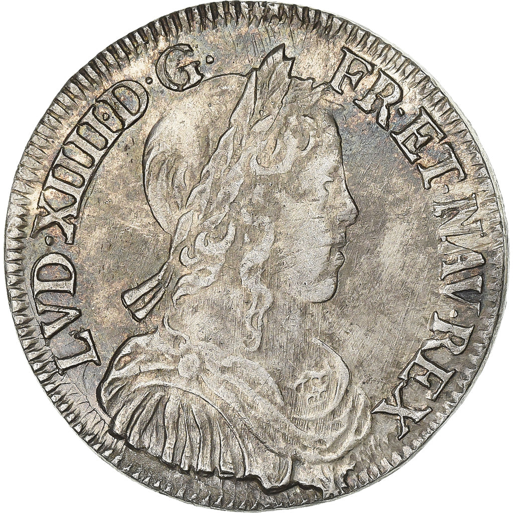 France, Louis XIV, 1/2 Écu à la mèche longue, 1650, Nantes, Argent, TTB