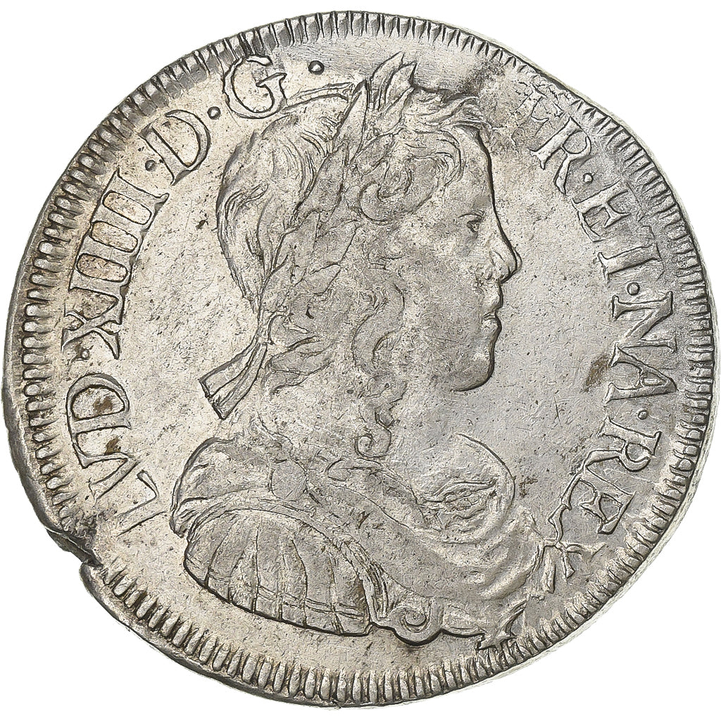 Francia, Louis XIV, 1/2 Écu à la mèche longue, 1649, La Rochelle, Argento