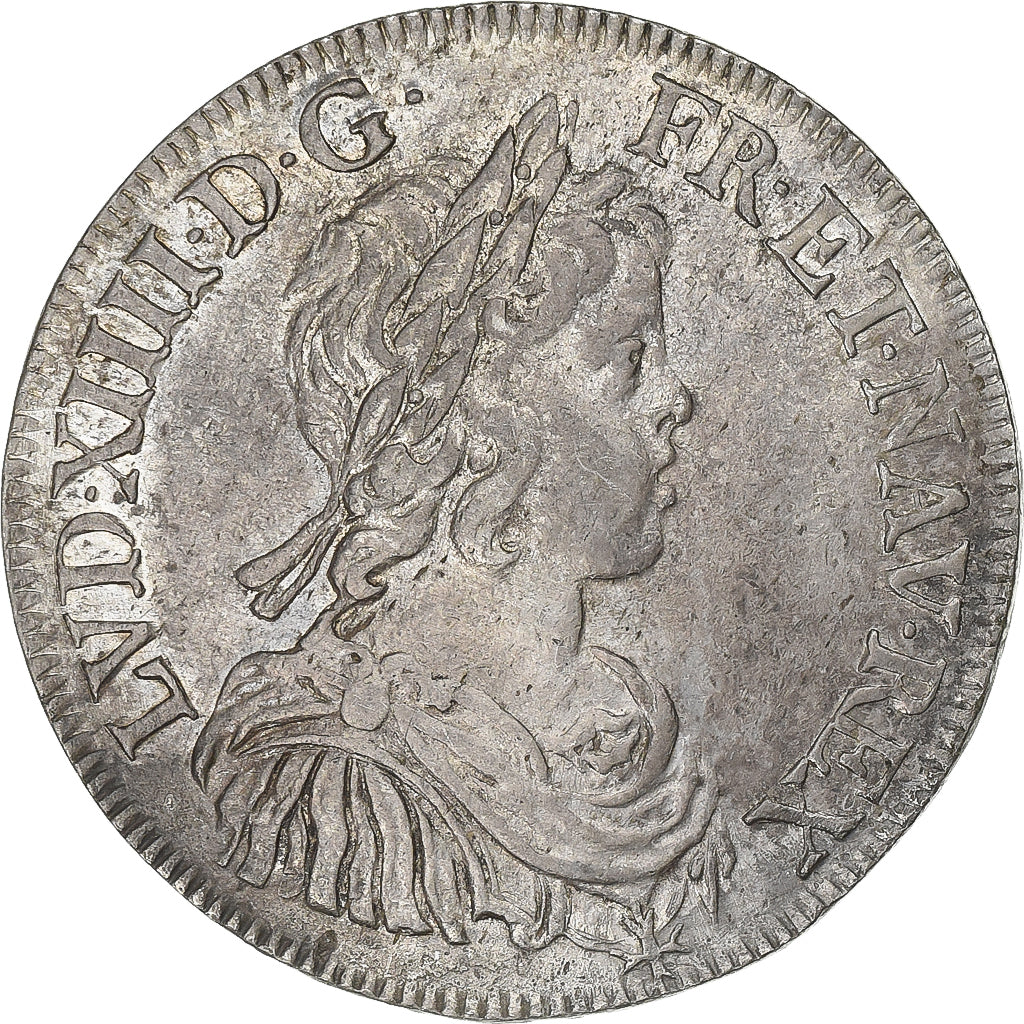 France, Louis XIV, 1/2 Écu à la mèche courte, 1643, Paris, Argent, TTB