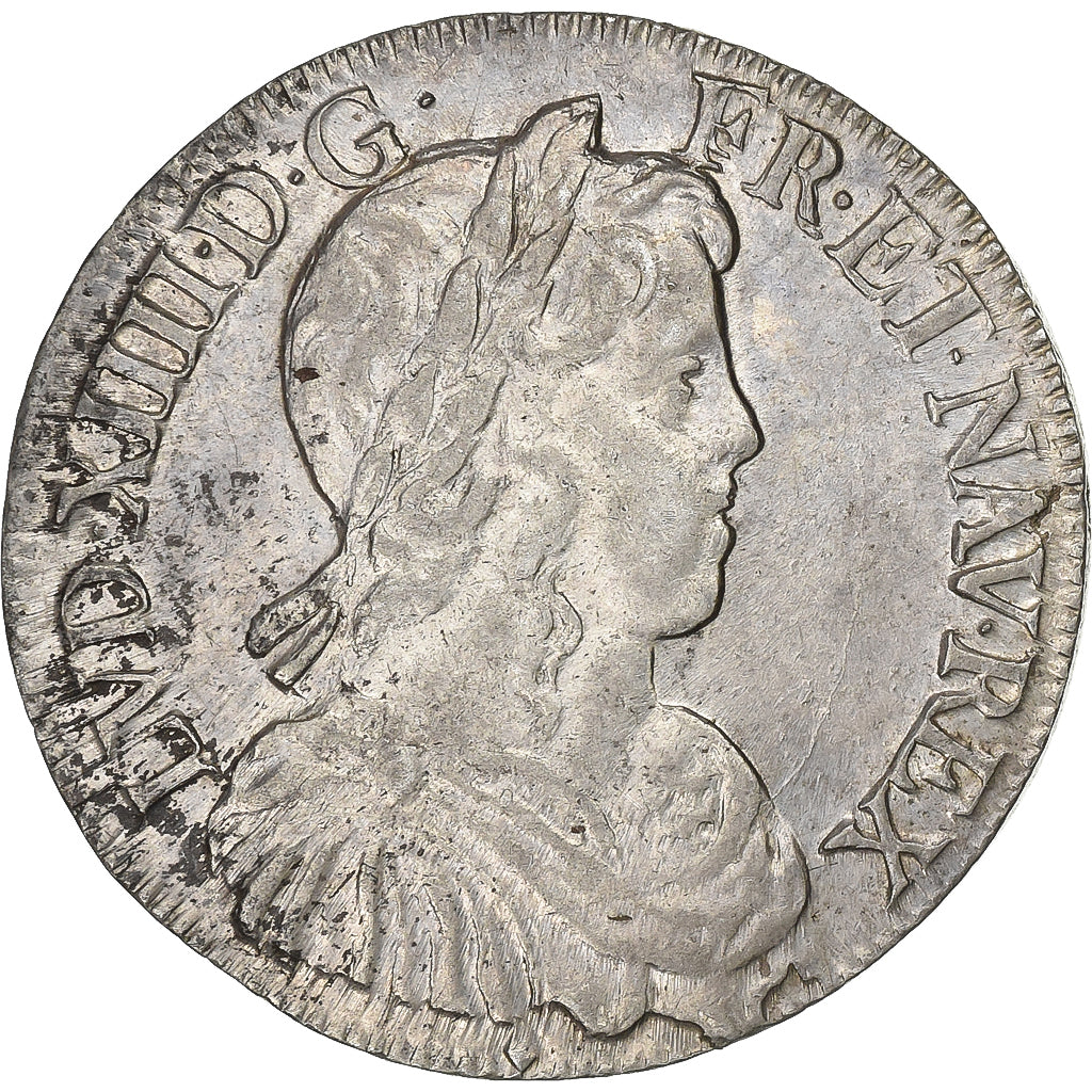 France, Louis XIV, 1/2 Écu à la mèche longue, 1647, Aix-en-Provence, Argent