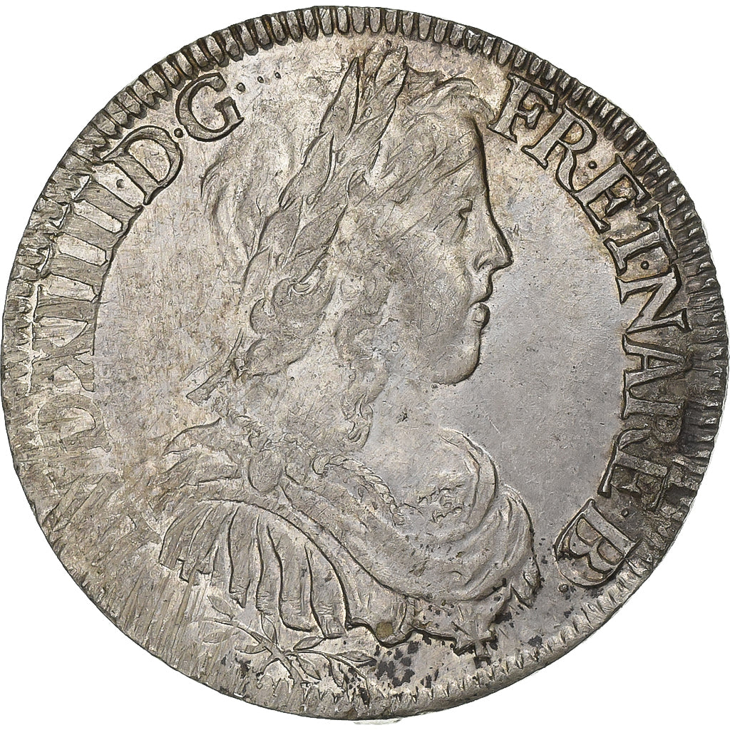 França, Louis XIV, 1/2 Écu de Béarn à la mèche longue, 1651, Pau, Prata