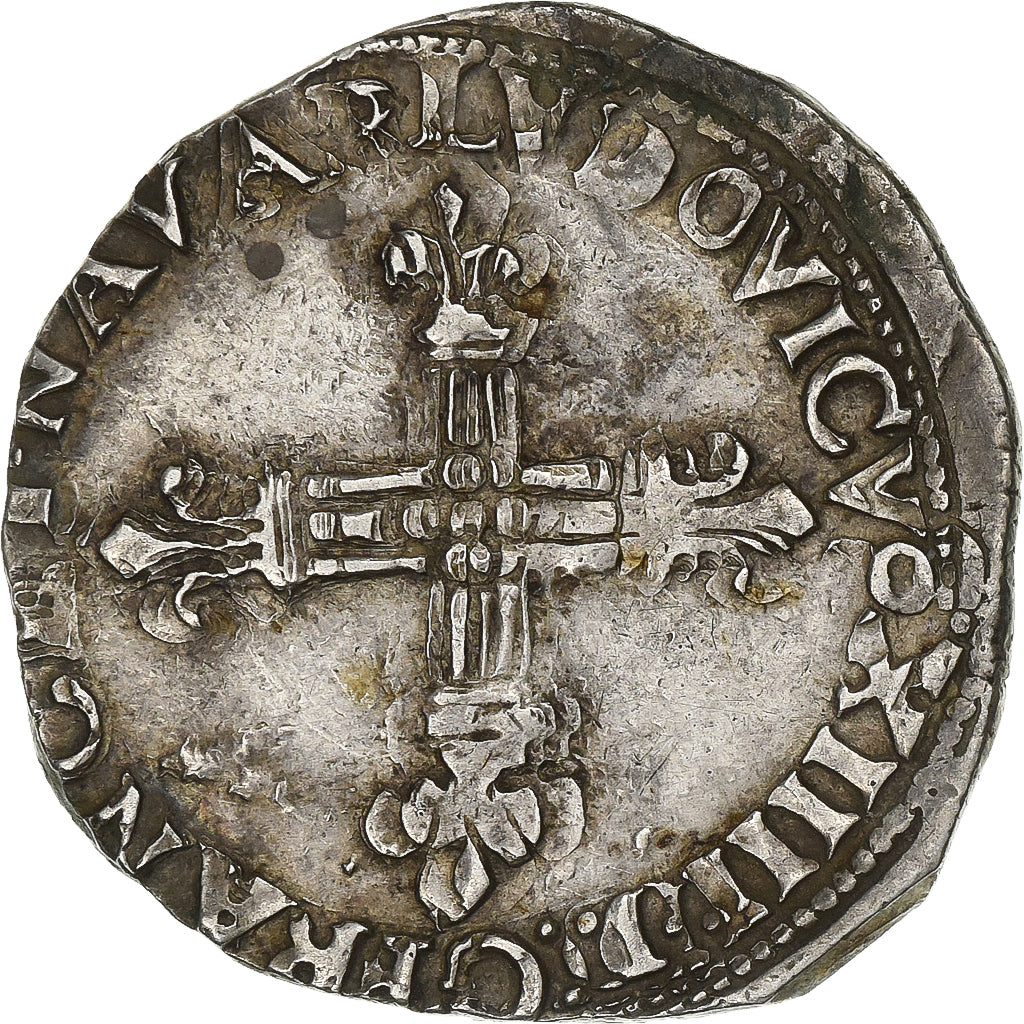 France, Louis XIV, 1/4 Écu de Navarre, 1650, Saint Palais, Silver, EF(40-45)
