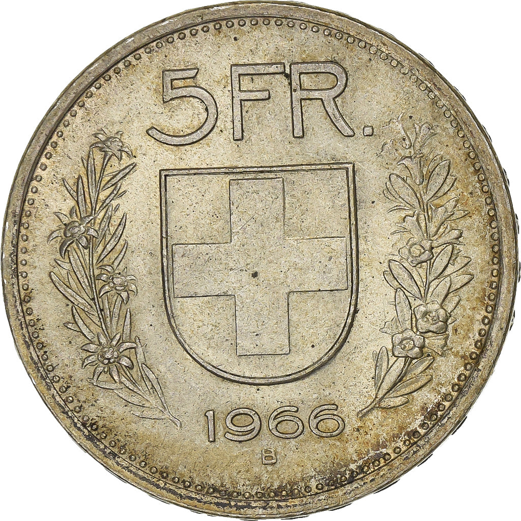 Switzerland, 5 Francs, 1966, Bern, Silver, AU(50-53), KM:40