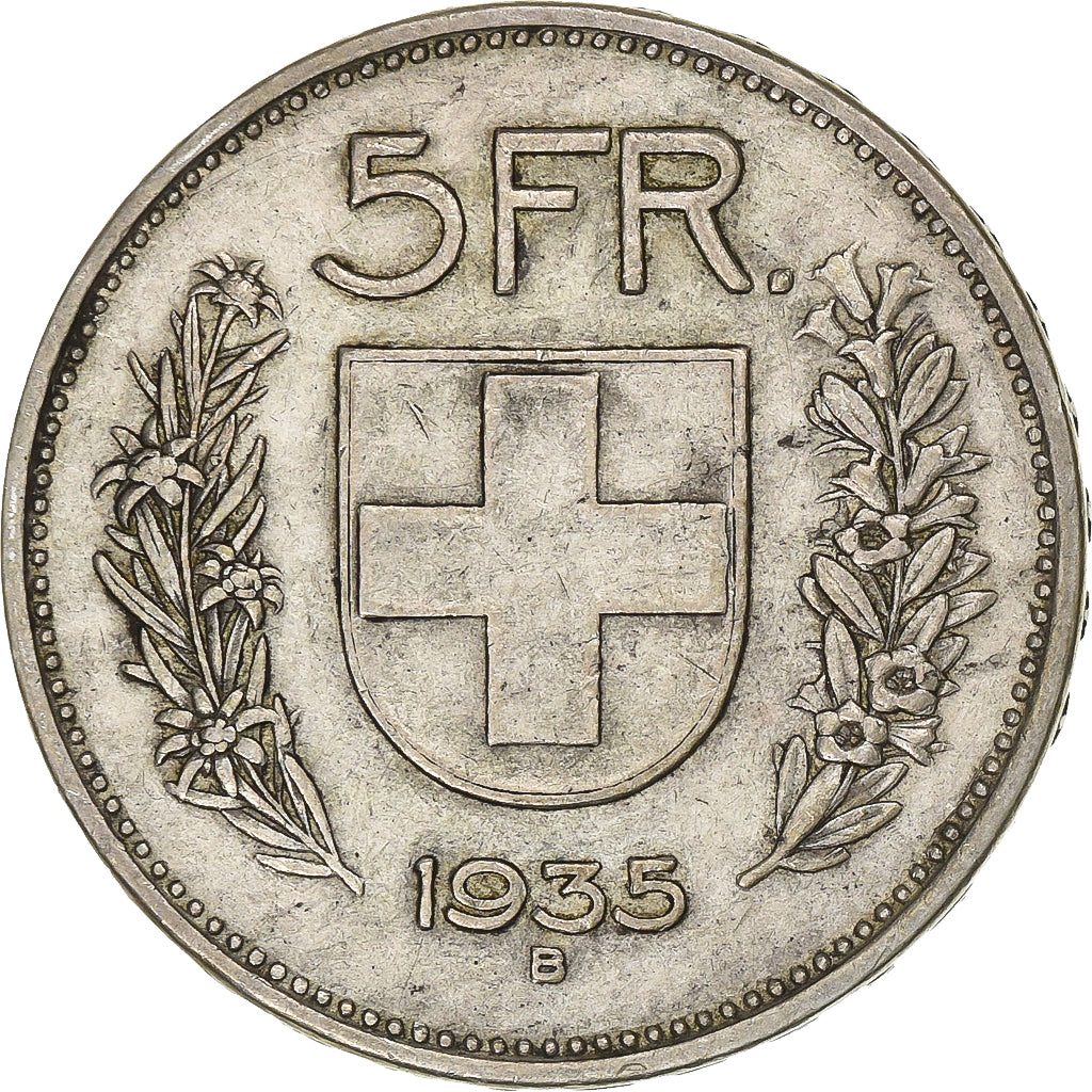 Switzerland, 5 Francs, 1935, Bern, Silver, AU(50-53), KM:40