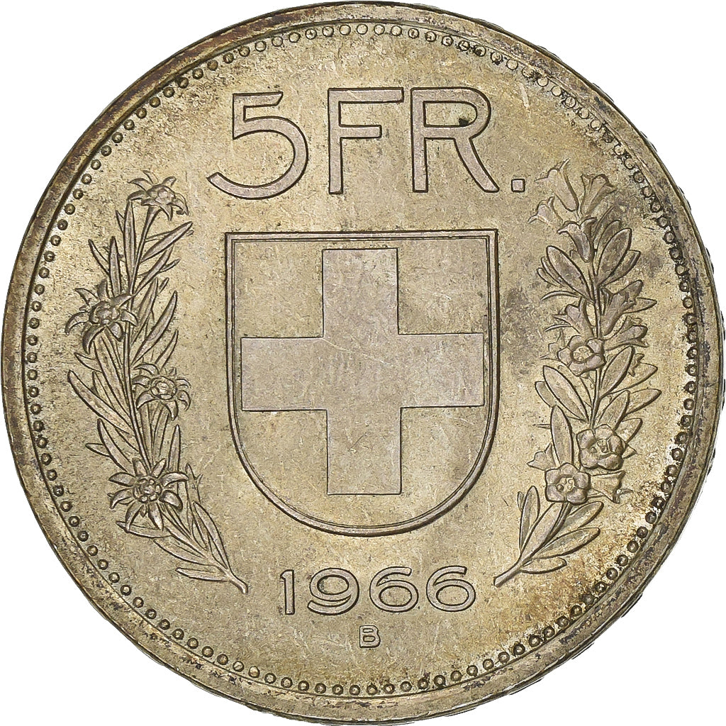 Szwajcaria, 5 Francs, 1966, Bern, Srebro, AU(50-53), KM:40