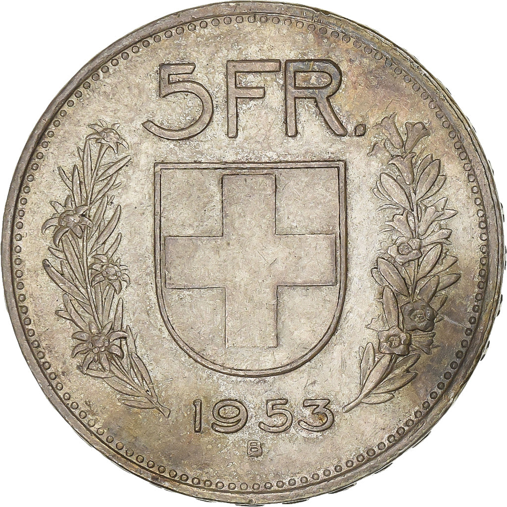 Switzerland, 5 Francs, 1953, Bern, Silver, AU(50-53), KM:40