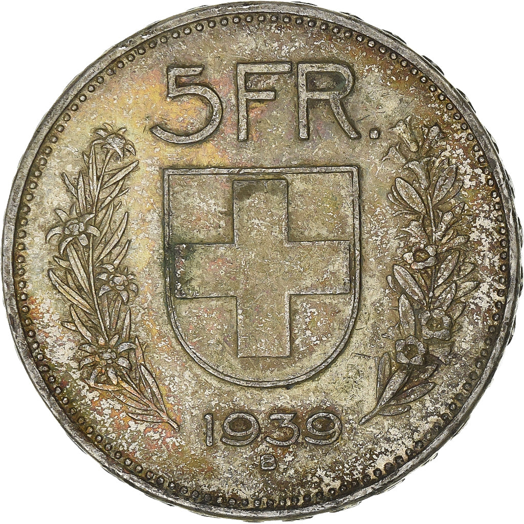 Switzerland, 5 Francs, 1939, Bern, Silver, EF(40-45), KM:40
