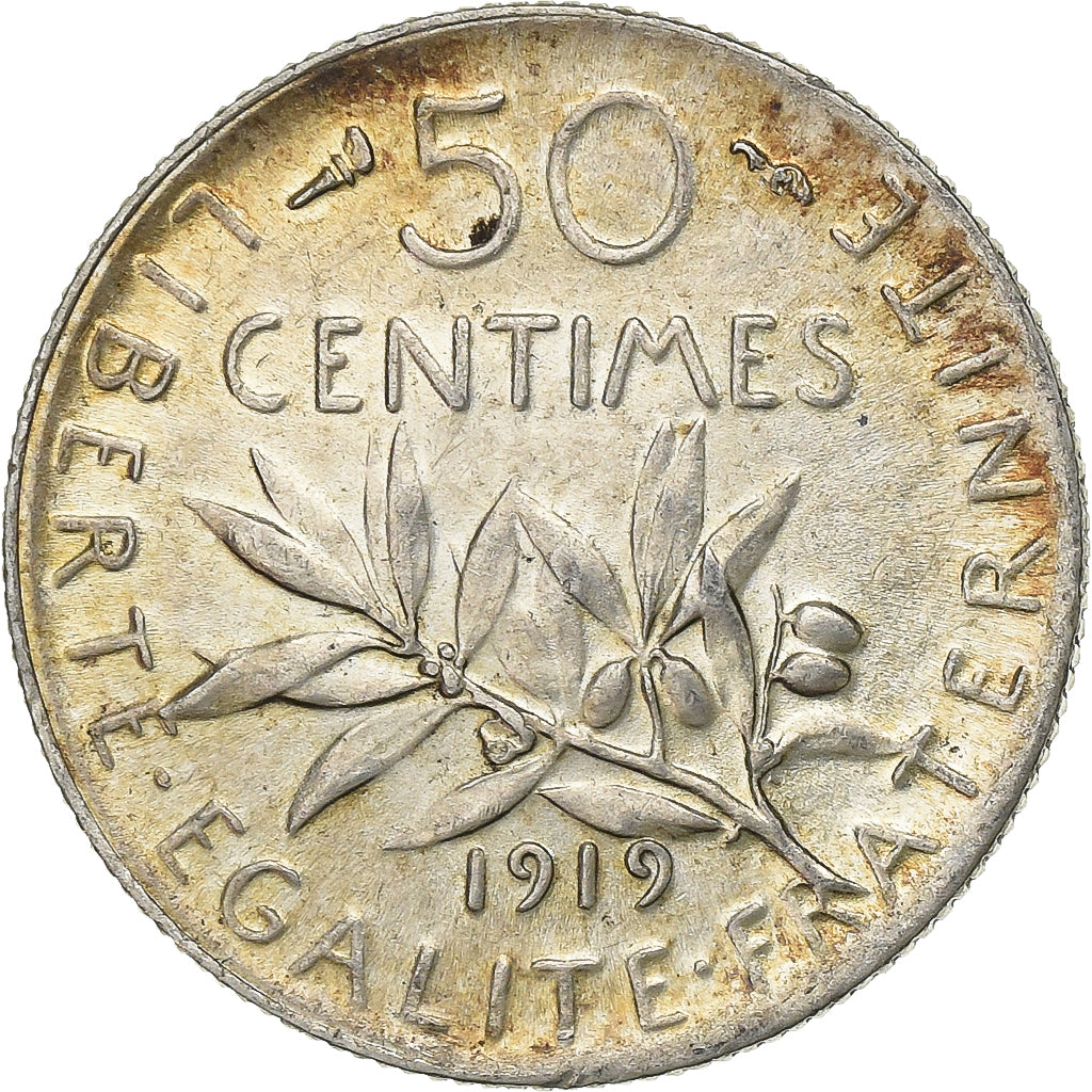 France, 50 Centimes, Semeuse, 1919, Paris, Argent, SUP, KM:854