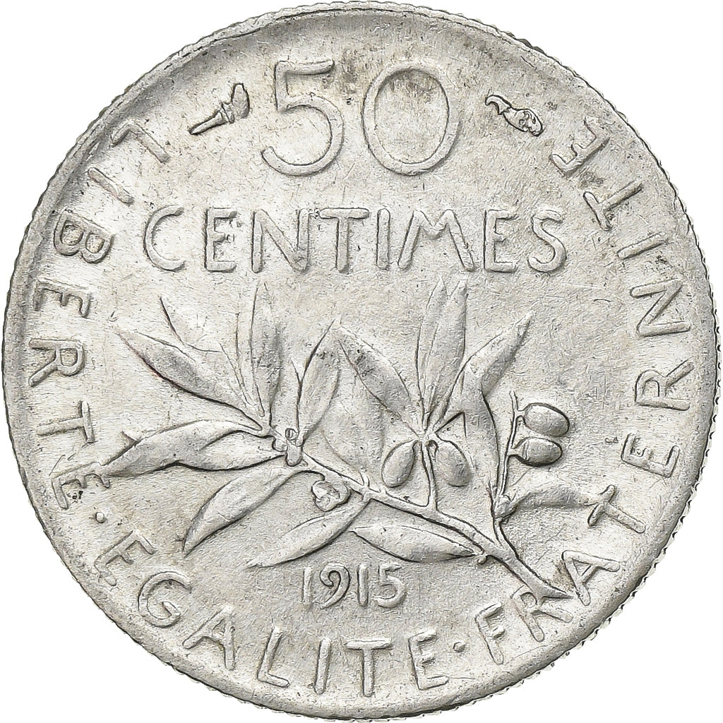 France, 50 Centimes, Semeuse, 1915, Paris, Argent, SUP, KM:854