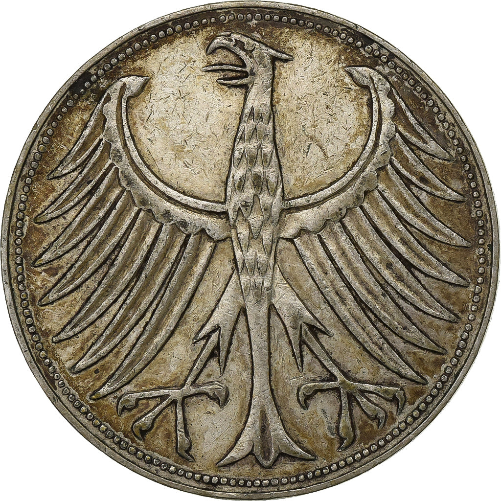 Federal Republic of Germany, 5 Mark, 1956, Stuttgart, Silver, AU(55-58), KM:112