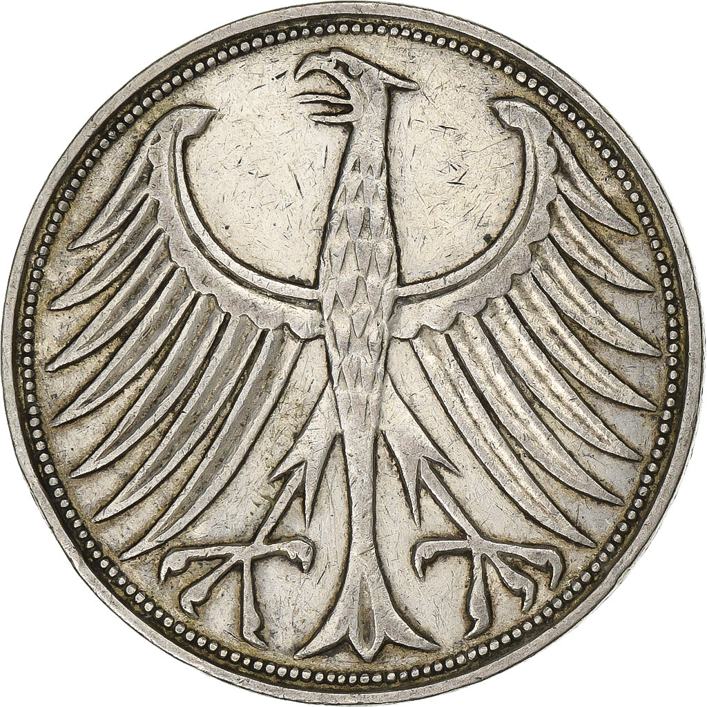 GERMANIA - REPUBBLICA FEDERALE, 5 Mark, 1951, Karlsruhe, Argento, SPL-, KM:112