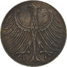 Federal Republic of Germany, 5 Mark, 1957, Stuttgart, Silver, AU(50-53), KM:112