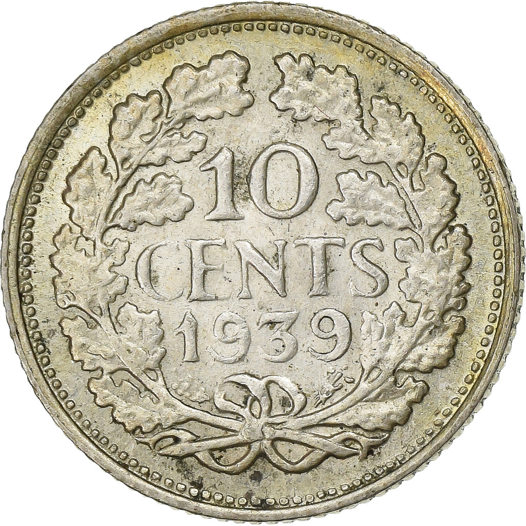 Pays-Bas, Wilhelmina I, 10 Cents, 1939, Argent, SUP, KM:145
