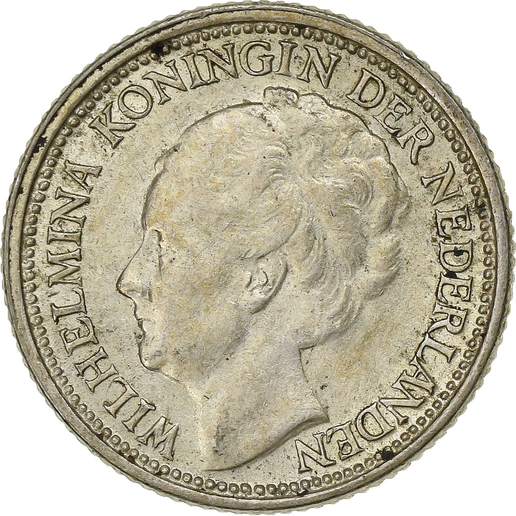 Holandia, Wilhelmina I, 10 Cents, 1937, Srebro, AU(55-58), KM:145