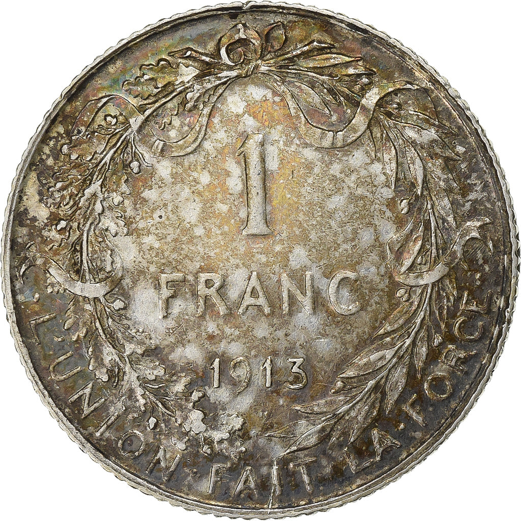 Belgium, Albert I, 1 Franc, 1913, Silver, AU(55-58), KM:72